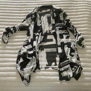 Black and White Tunic Length Jacket